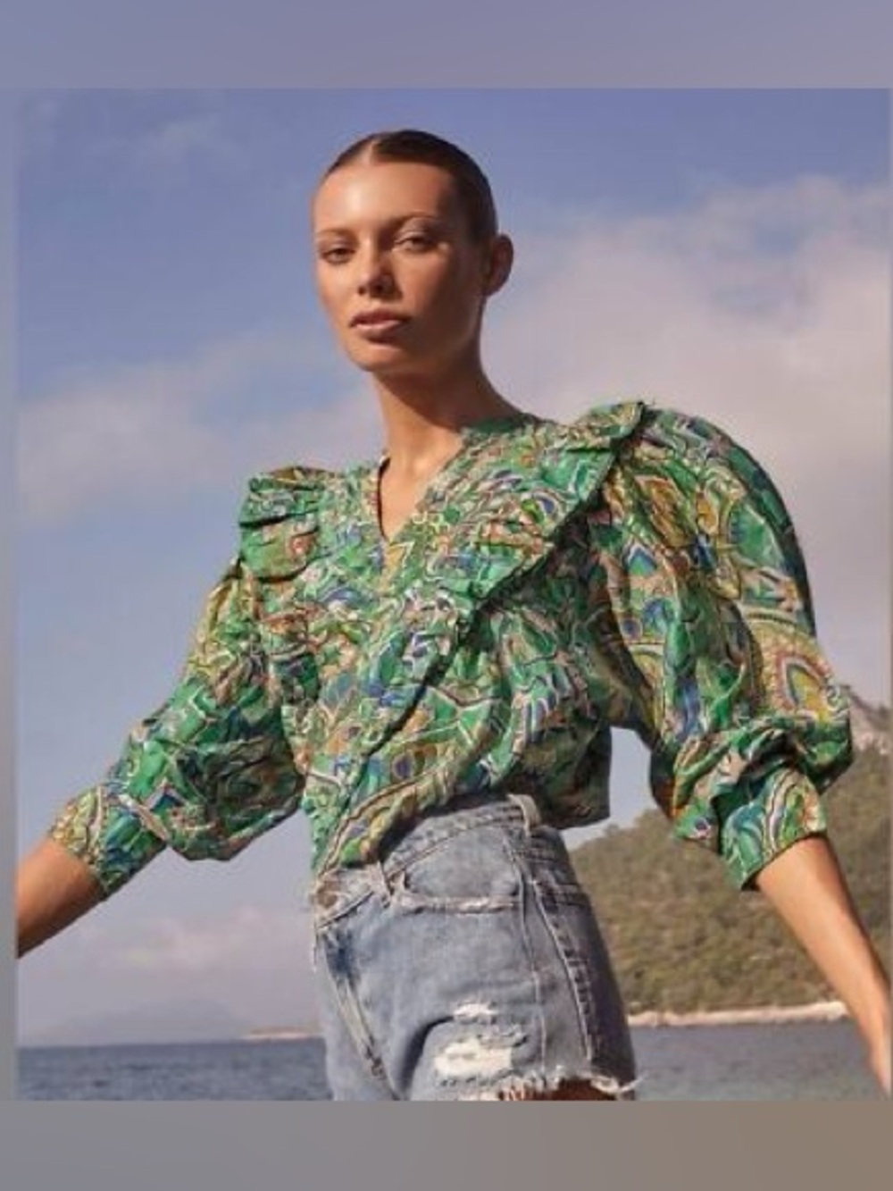 CHUFY $398 • 20.5” PTP • Ancient Burma Zeya Puff Sleeve Blouse - Picture 6 of 6